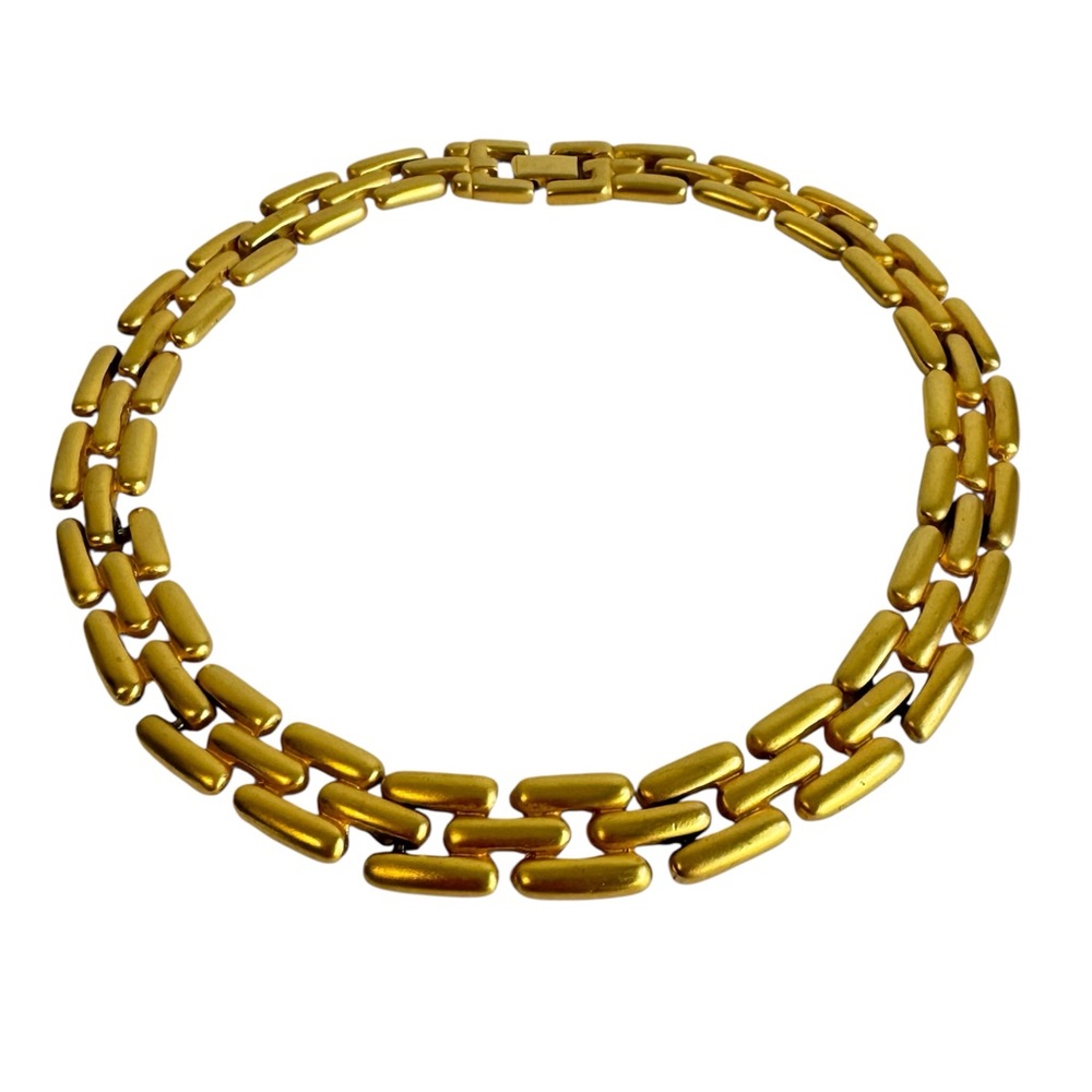 Vintage Panther Link Necklace 90s‎ Gold Tone Statement Choker Designer Style 16"
